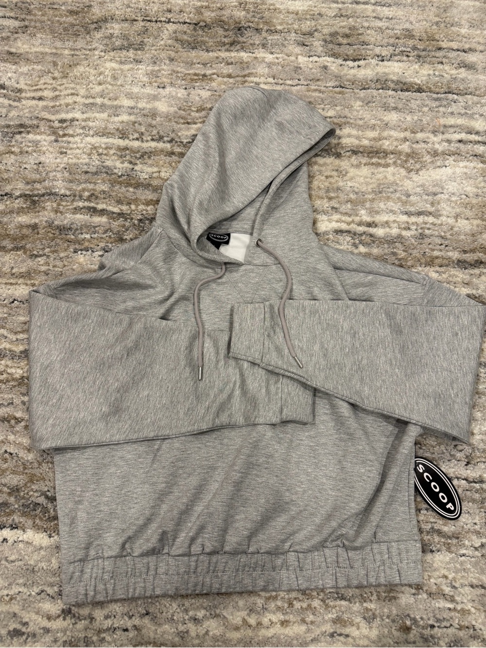 Scoop Light Gray Cropped Pullover Hoodie
